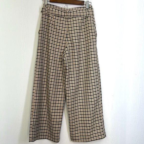 H&M - Tan And Cream Wide Leg Crop With Pockets  Pants Size 4 - Picture 10 of 11
